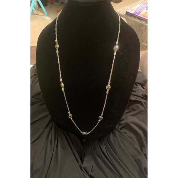 30in 7 Faceted Green Stones Necklace - Picture 1 of 5